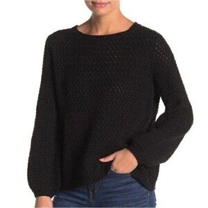 14th & Union black crochet crewneck sweater womens size medium